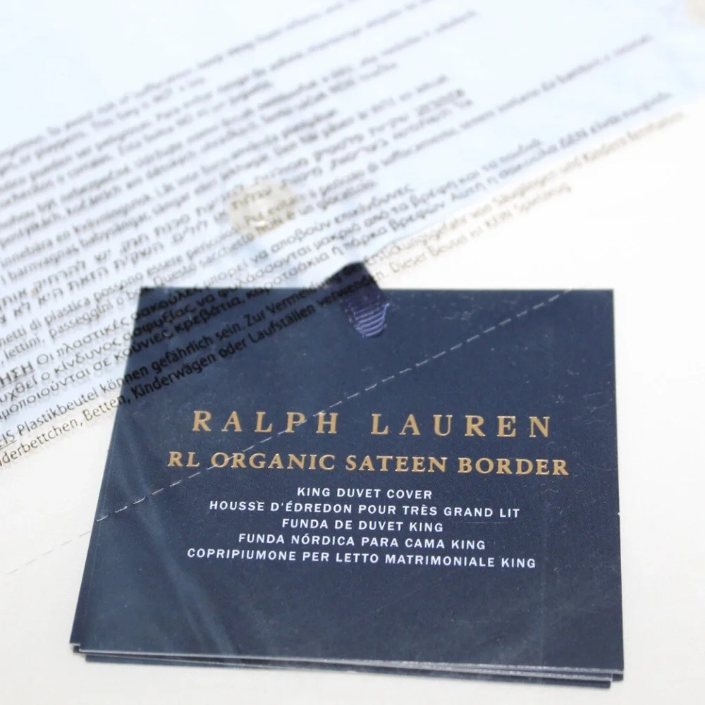 Ralph Lauren RL 624 Organic Cotton Sateen Border King Duvet Cover Blue Hycnth